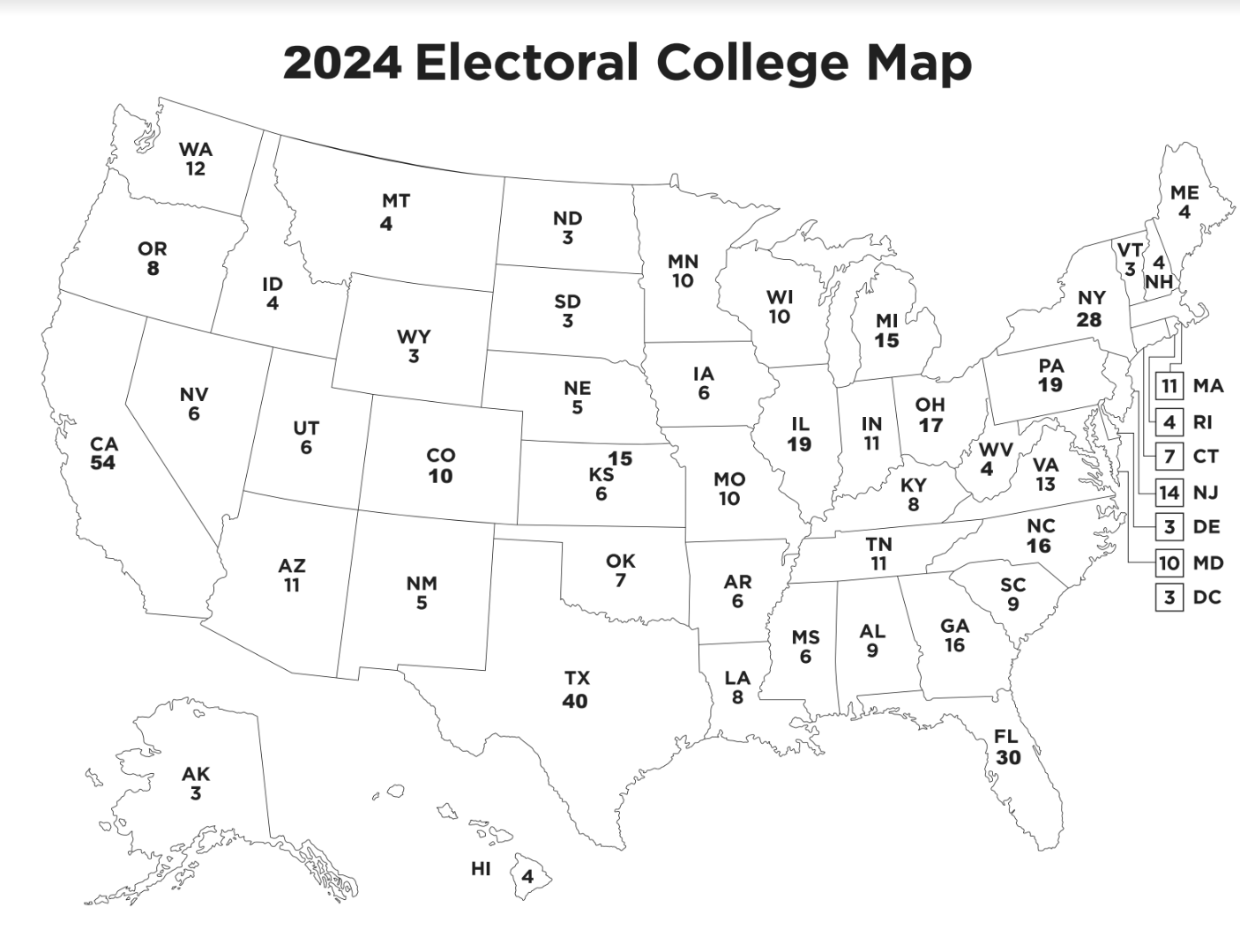 Printable Electoral College Map