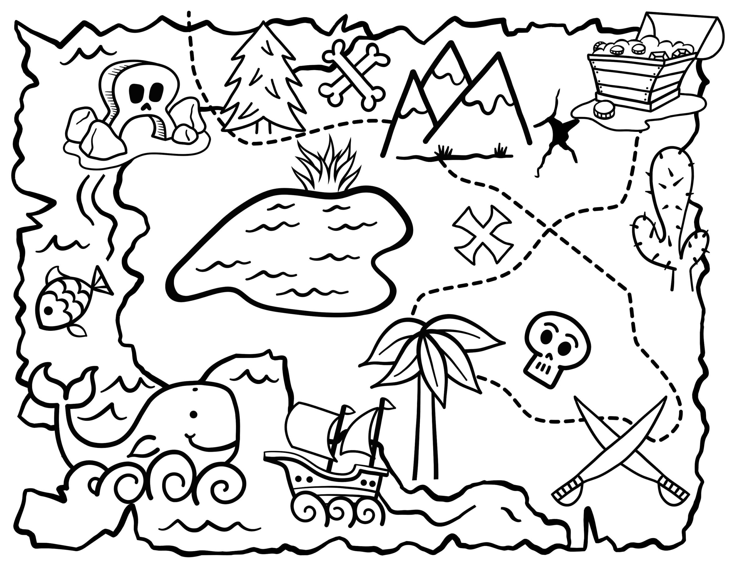 21 Pirate Treasure Map Coloring Pages Pirate Printable Book 