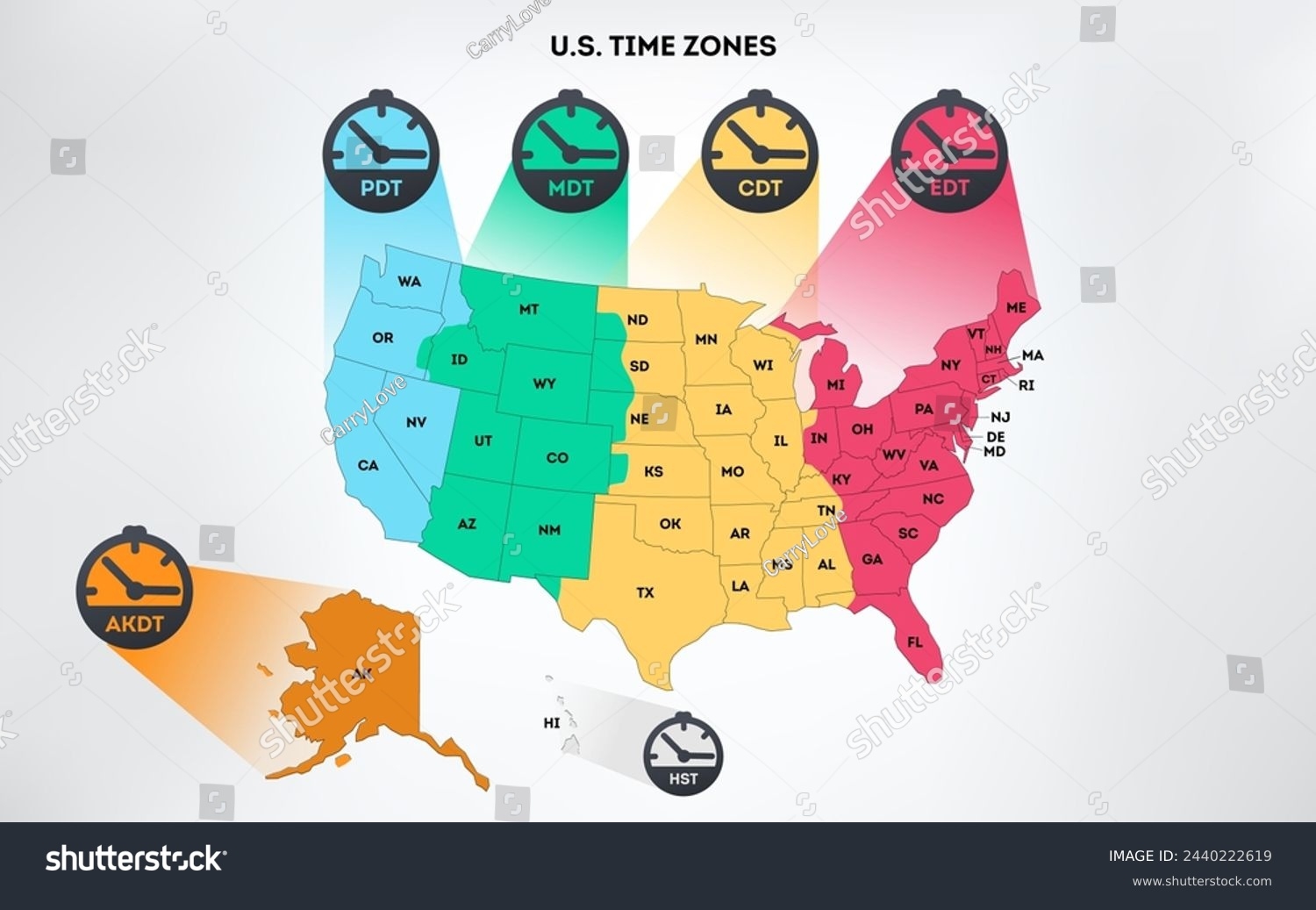 Time Zone Printable Map