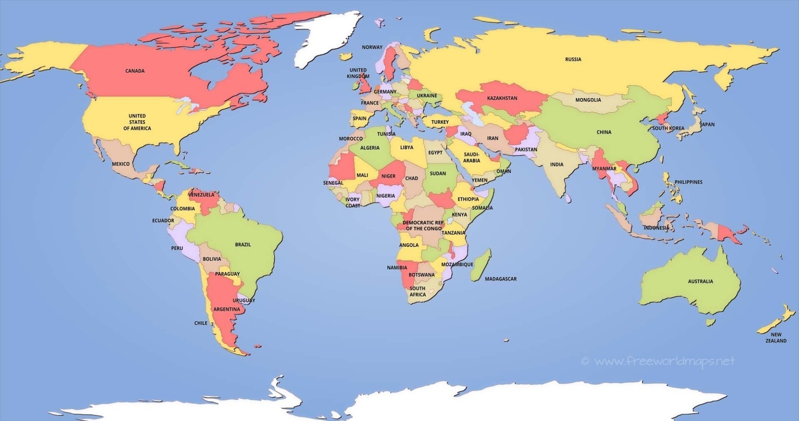 Map Of The World Printable Pdf