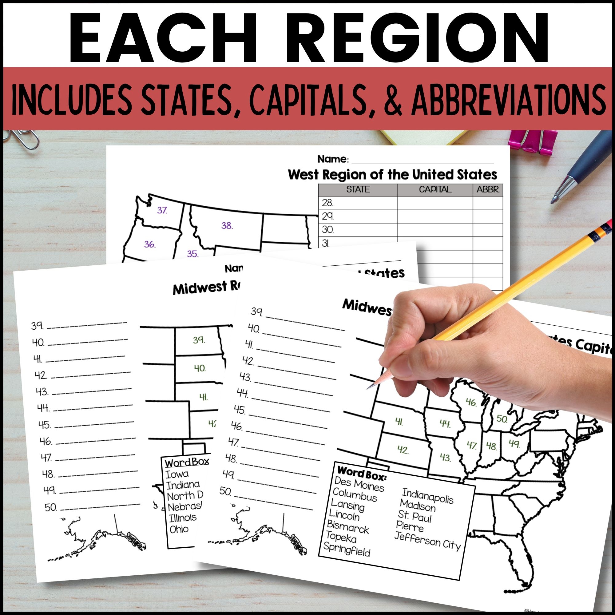 Printable State Capitals Map