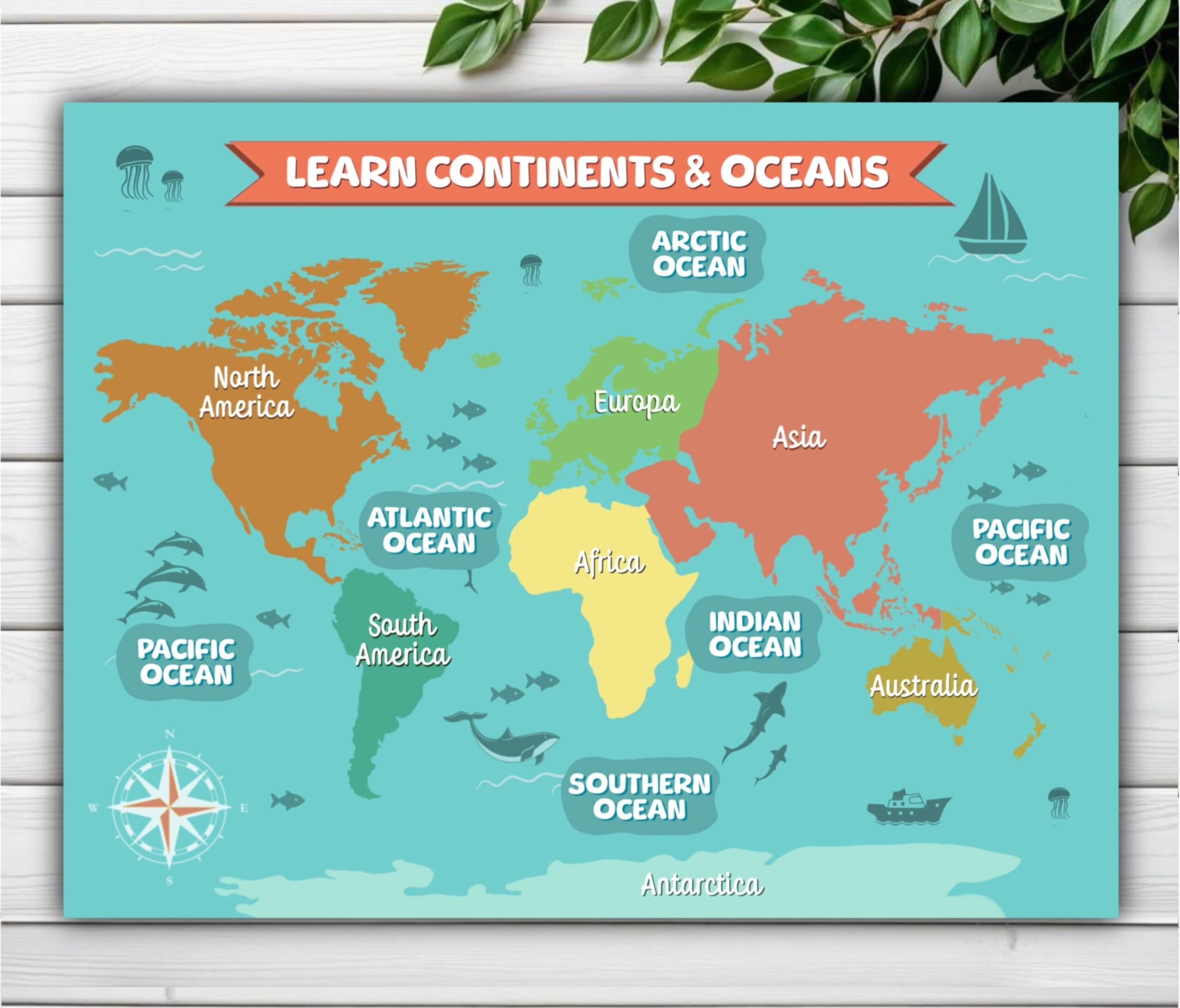 Printable Map Continents Oceans