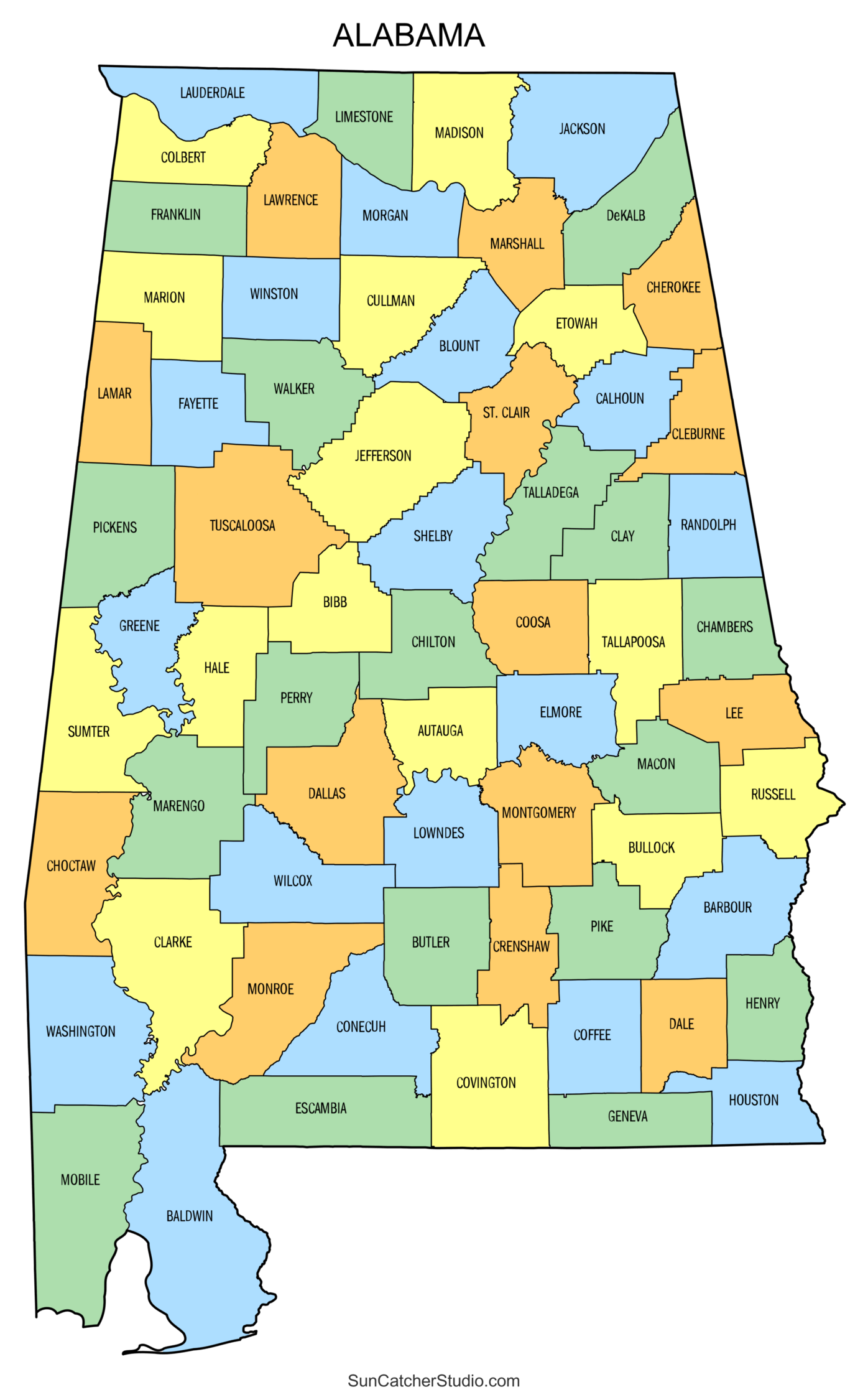Alabama County Map Printable State Map With County Lines Free Alabama County Map Printable State Map With County Lines Free