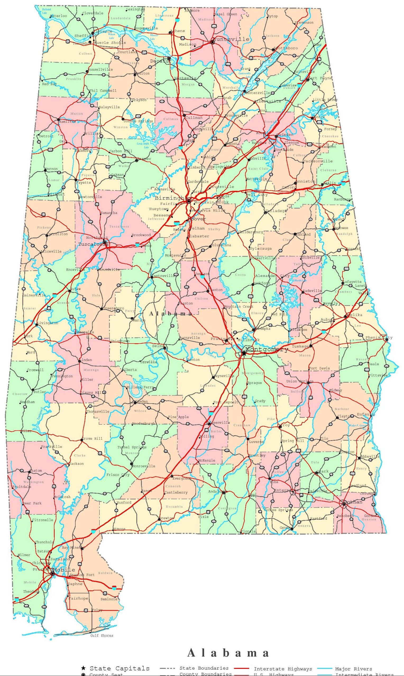 Alabama Printable Map Alabama Printable Map