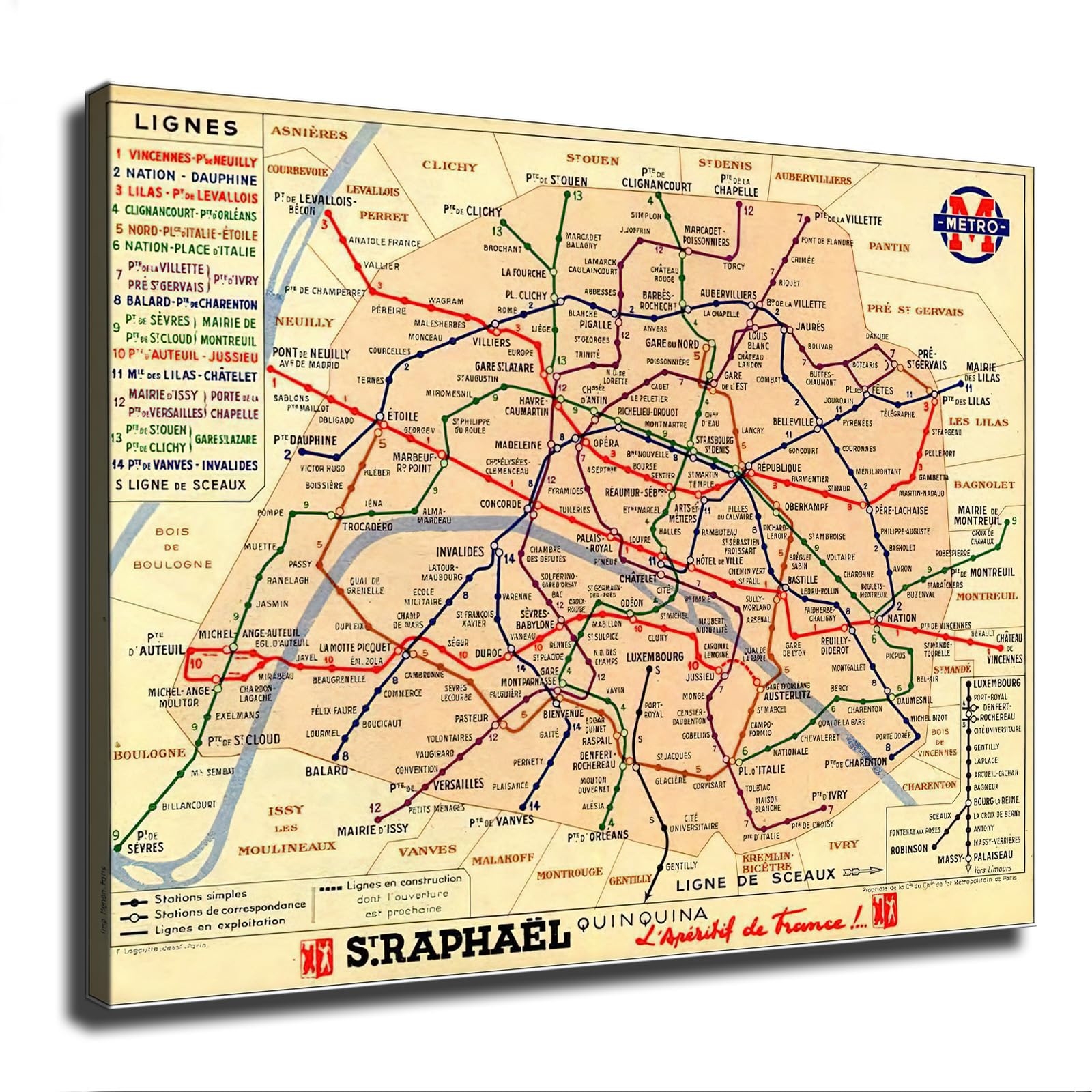 Amazon Paris Metro Underground Map Print Poster Modern High Definition Aesthetic Holiday Gift Home Wall Art Canvas Painting Decoration 