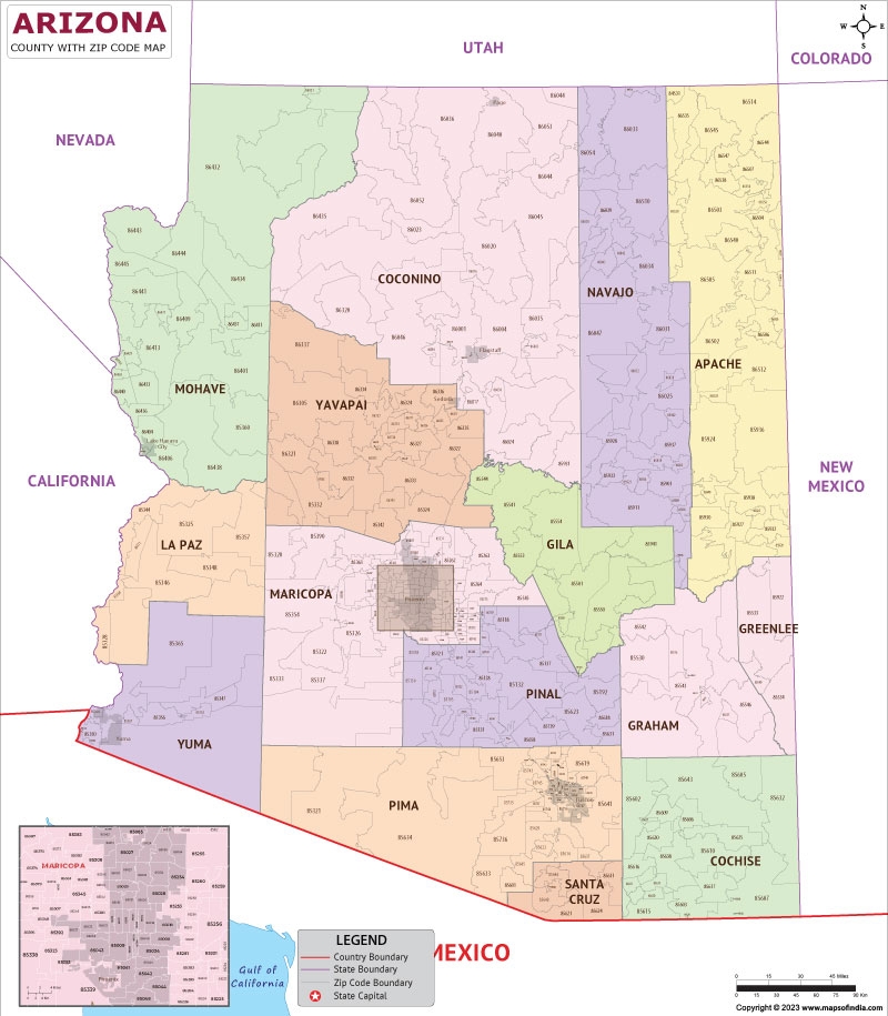 Arizona County Zip Codes Map Arizona County Zip Codes Map