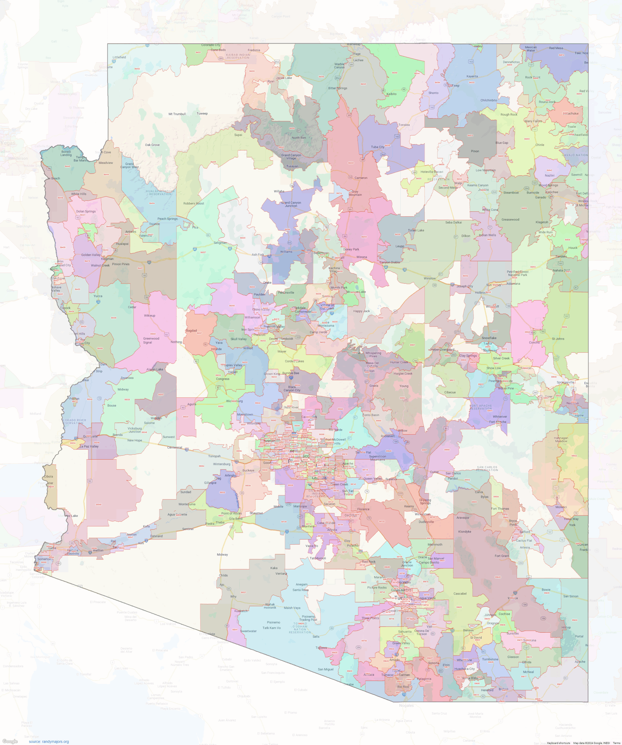 Arizona ZIP Codes Shown On Google Maps Arizona ZIP Codes Shown On Google Maps