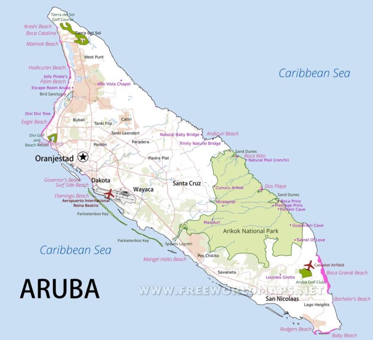 Aruba Road Maps Detailed Travel Tourist Driving Worksheets Library