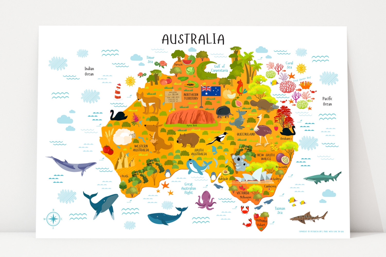 Australia Map Printable Wall Art Digital Download up To 36 Australia Map Printable Wall Art Digital Download up To 36