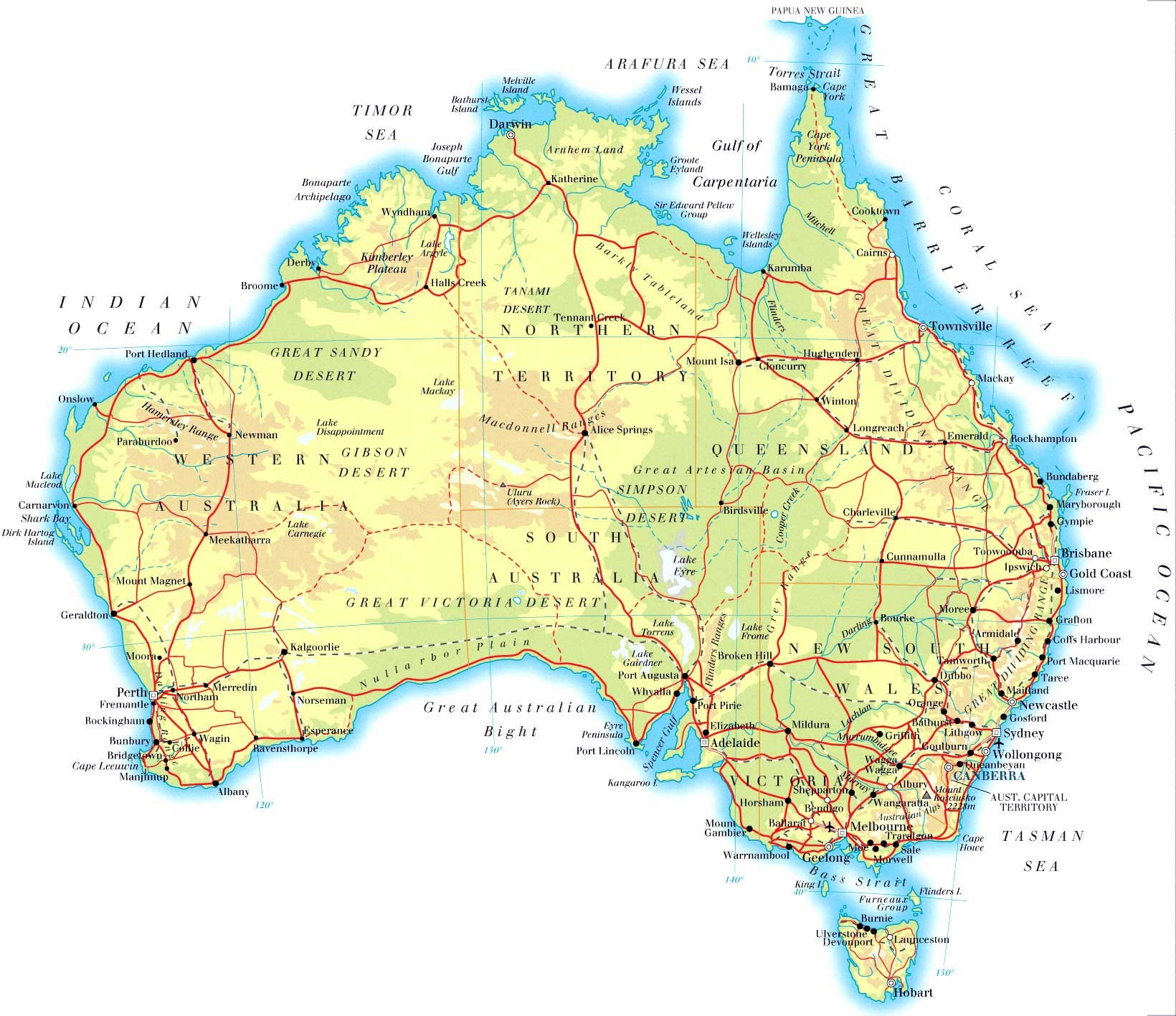 Printable Australian Map Printable Australian Map