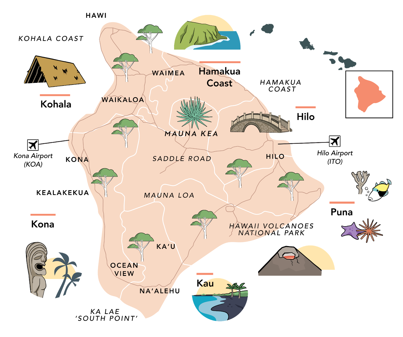 Big Island Maps With Top Spots U0026 Scenic Drives