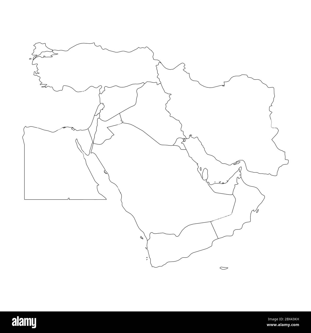Blank Map Of Middle East Or Near East Simple Flat Outline Vector Ilustration Stock Vector Image U0026 Art Alamy