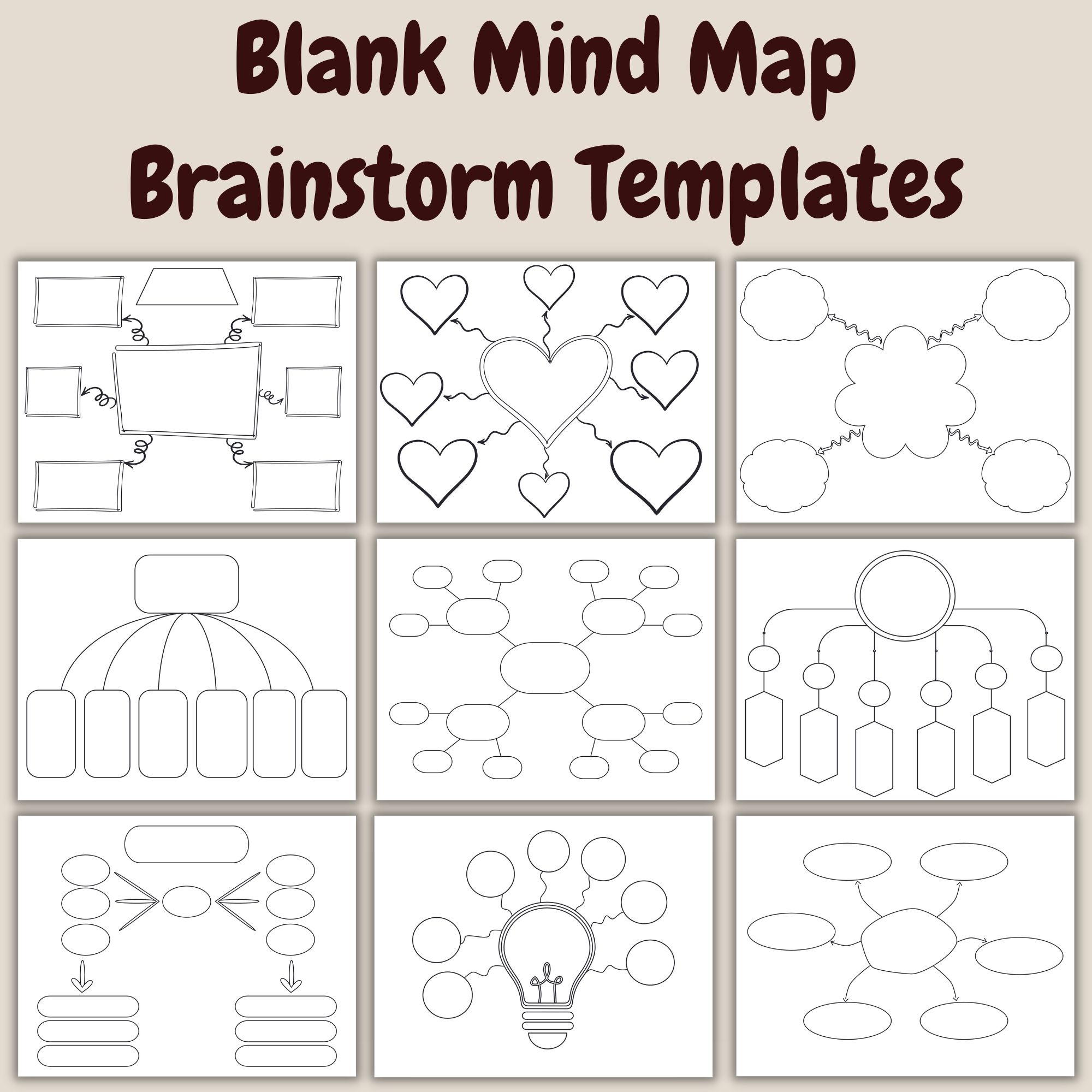 Blank Mind Map Brainstorming Templates Mind Map Layouts Graphic 