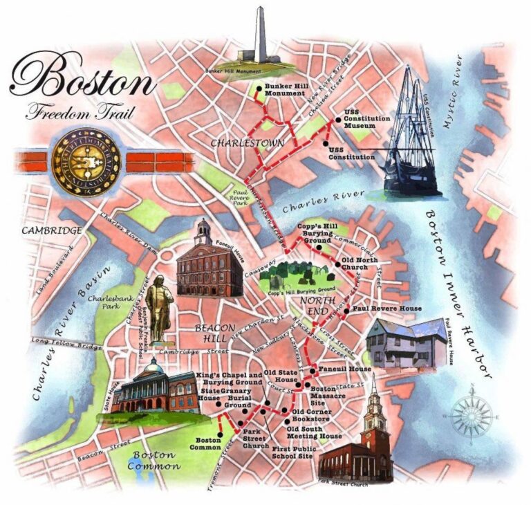 Boston Freedom Trail Map Freedom Trail Map Boston United States 