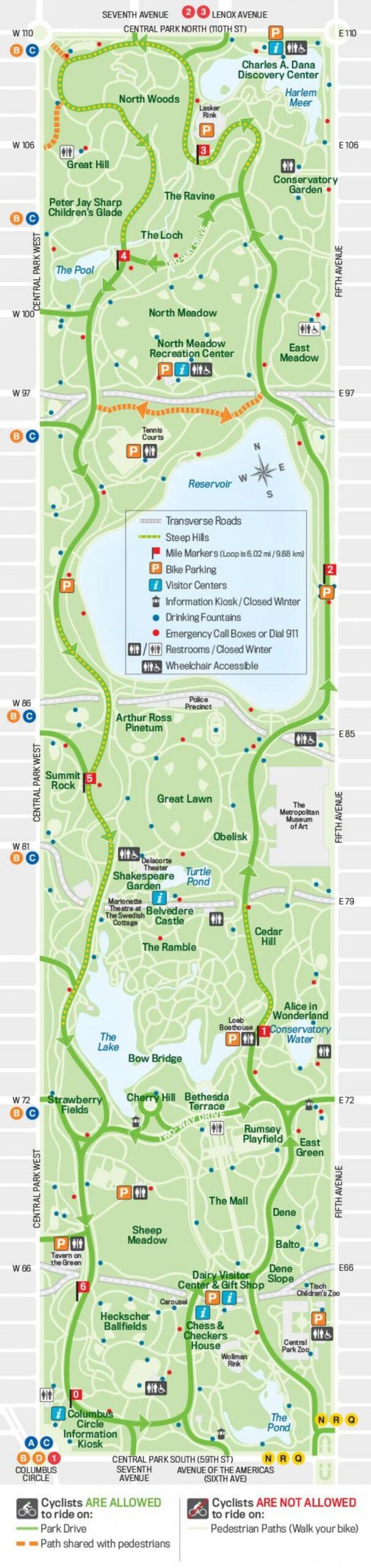 Central Park Running Map Map Of Central Park Running New York USA Central Park Running Map Map Of Central Park Running New York USA