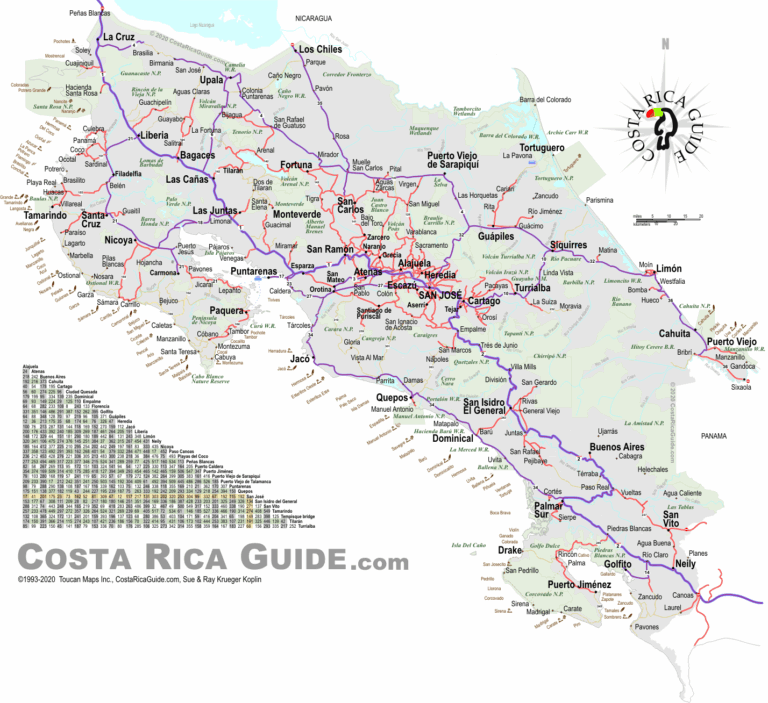 Costa Rica Free Printable Map Download