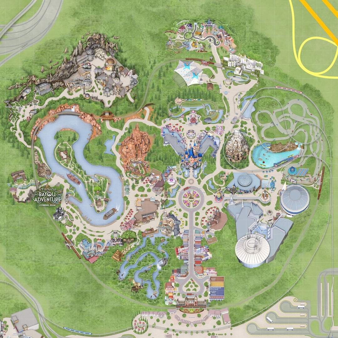 DL C Disneyland Park Deluxe Map map And Lands Etsy