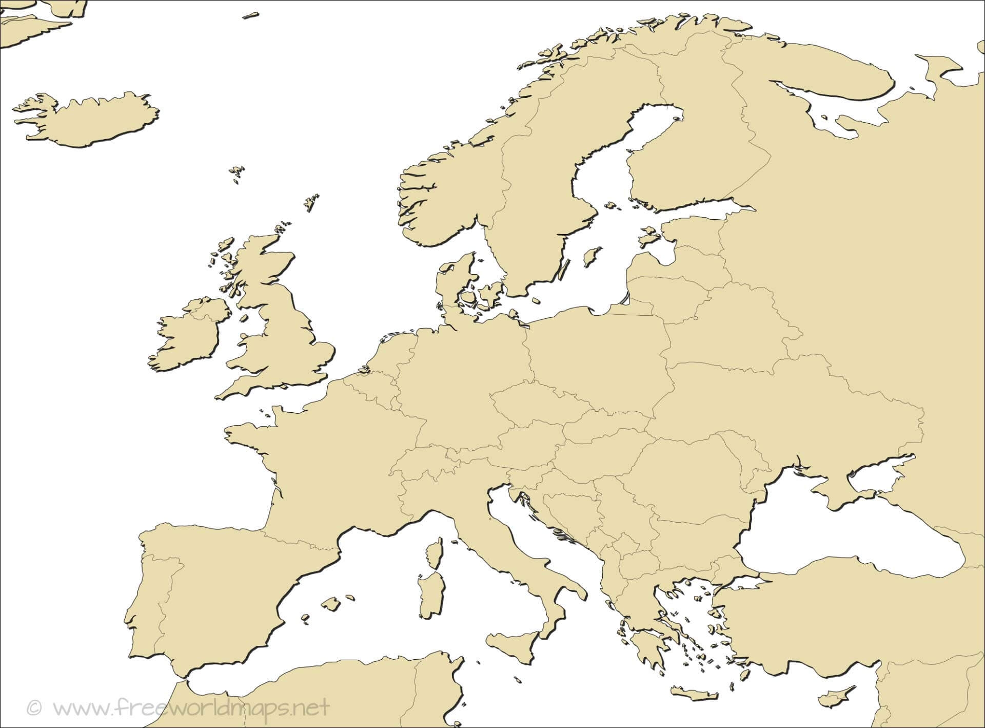 Printable Blank Europe Map