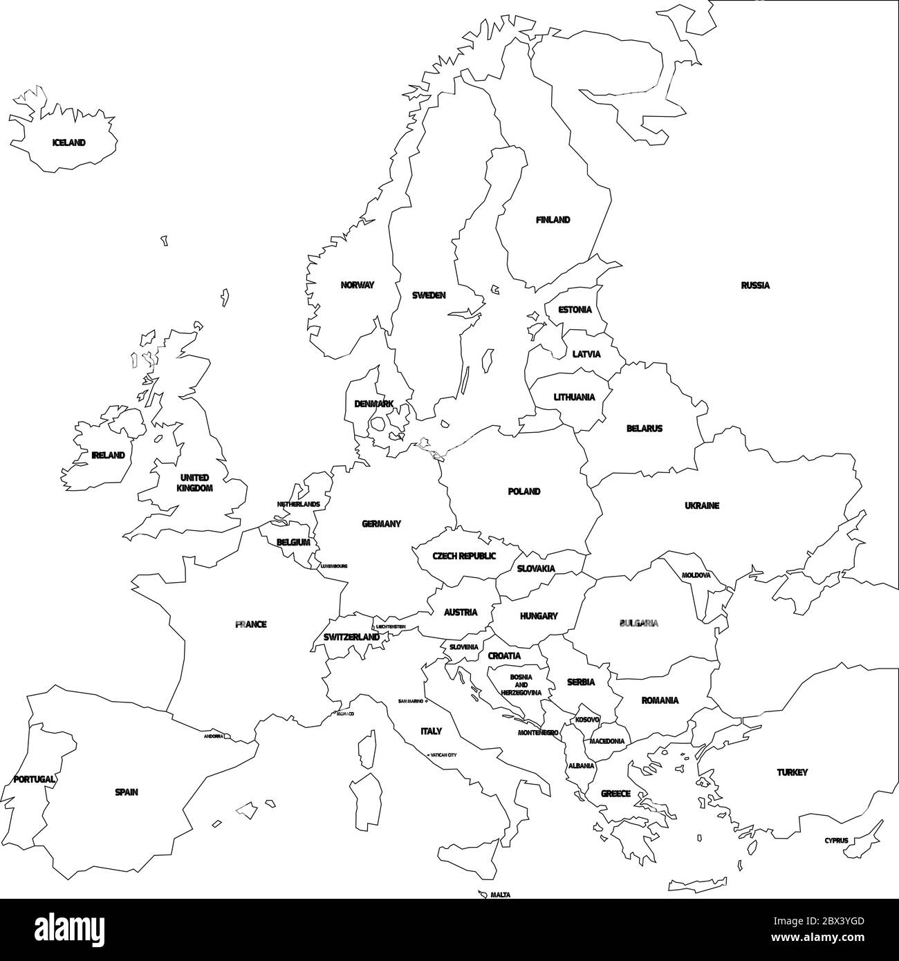 Europe Map Countries Black And White Stock Photos U0026 Images Alamy