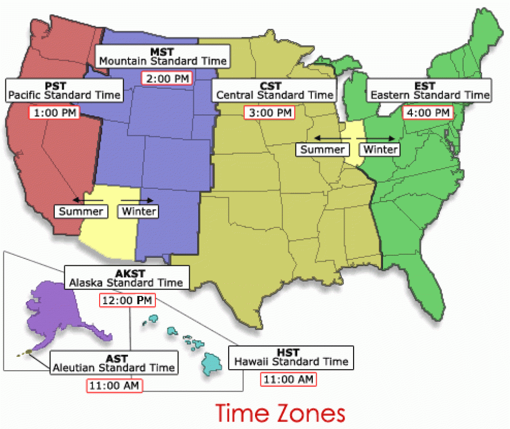 Printable Map Of Time Zones