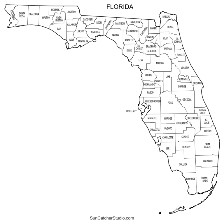 Florida County Map Printable State Map With County Lines Free Printables Monograms Design Tools Patterns U0026 DIY Projects