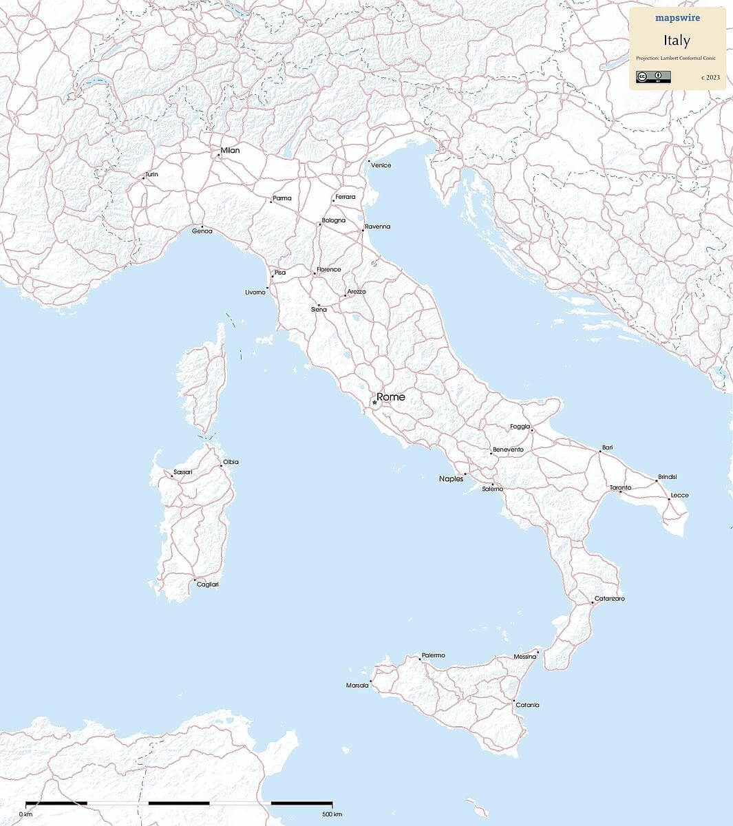 Printable Map Of Italy With Cities