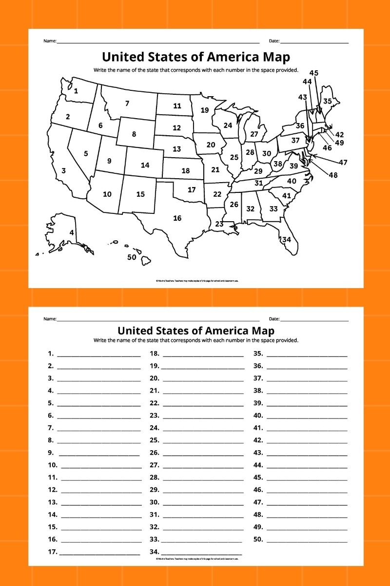 Blank Map 50 States Printable