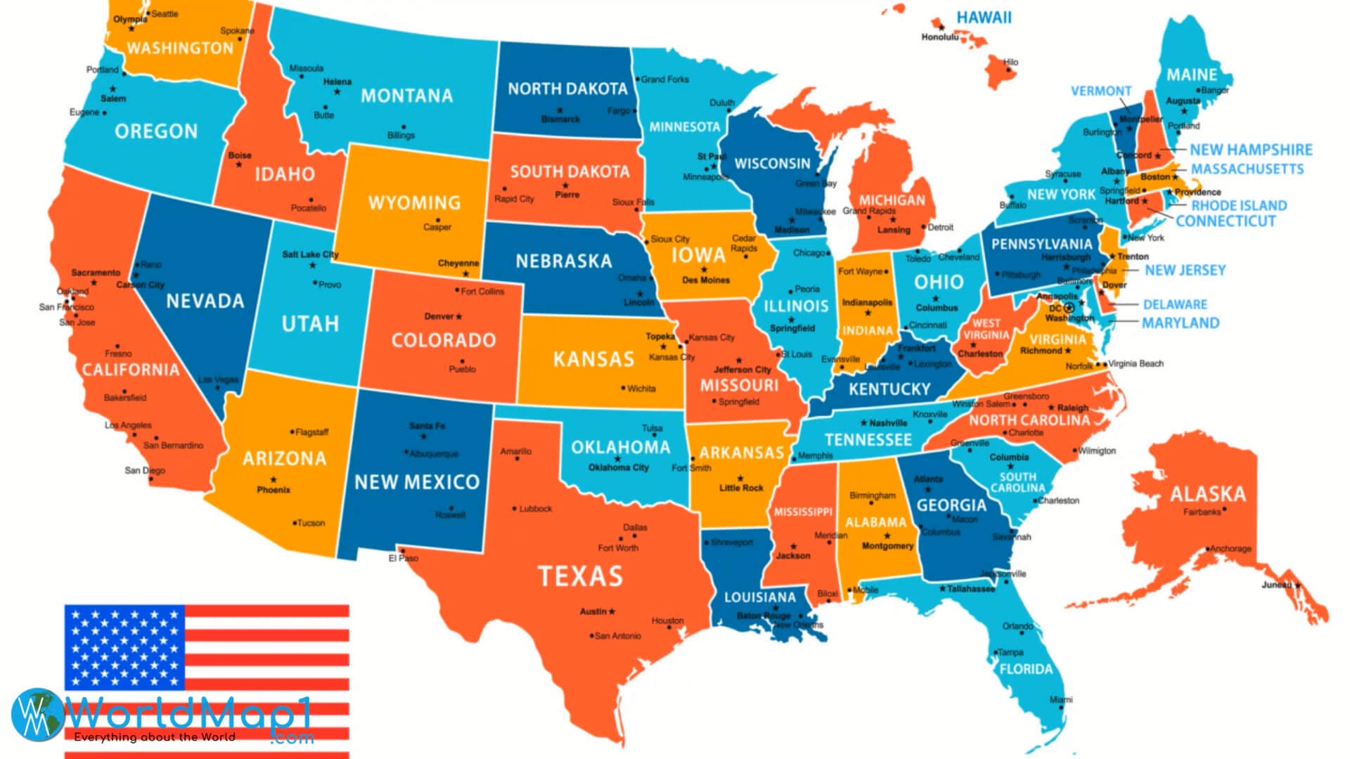 United States Map With Capitals Printable