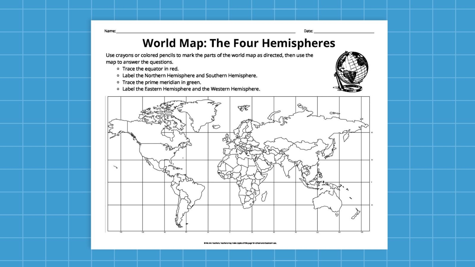 World Map Latitude Longitude Printable