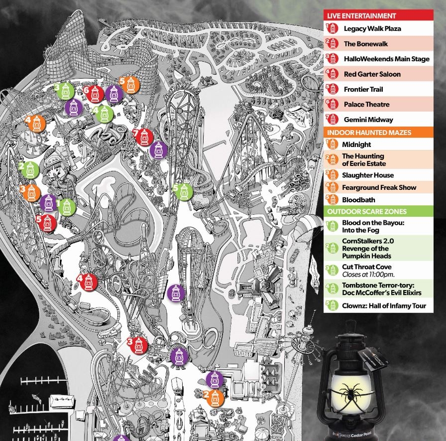 FUNFoodBlog X New Map Launched For The CedarPoint Interactive Lanterns Showing Locations Where They Can Be Used Including Inside Mazes And Outdoor Scare Zones Details Https t co YWBI940zAo Https t co CcLNyUGsnV X