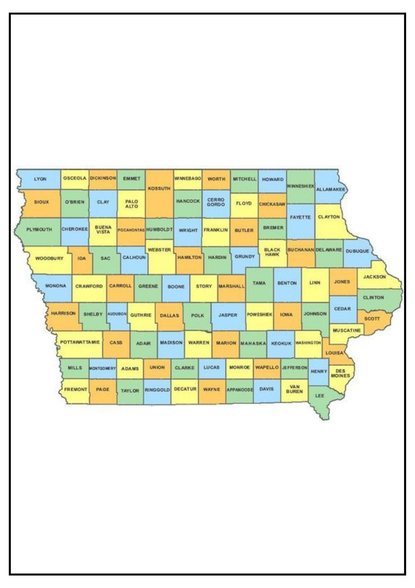 Iowa County Map Printable