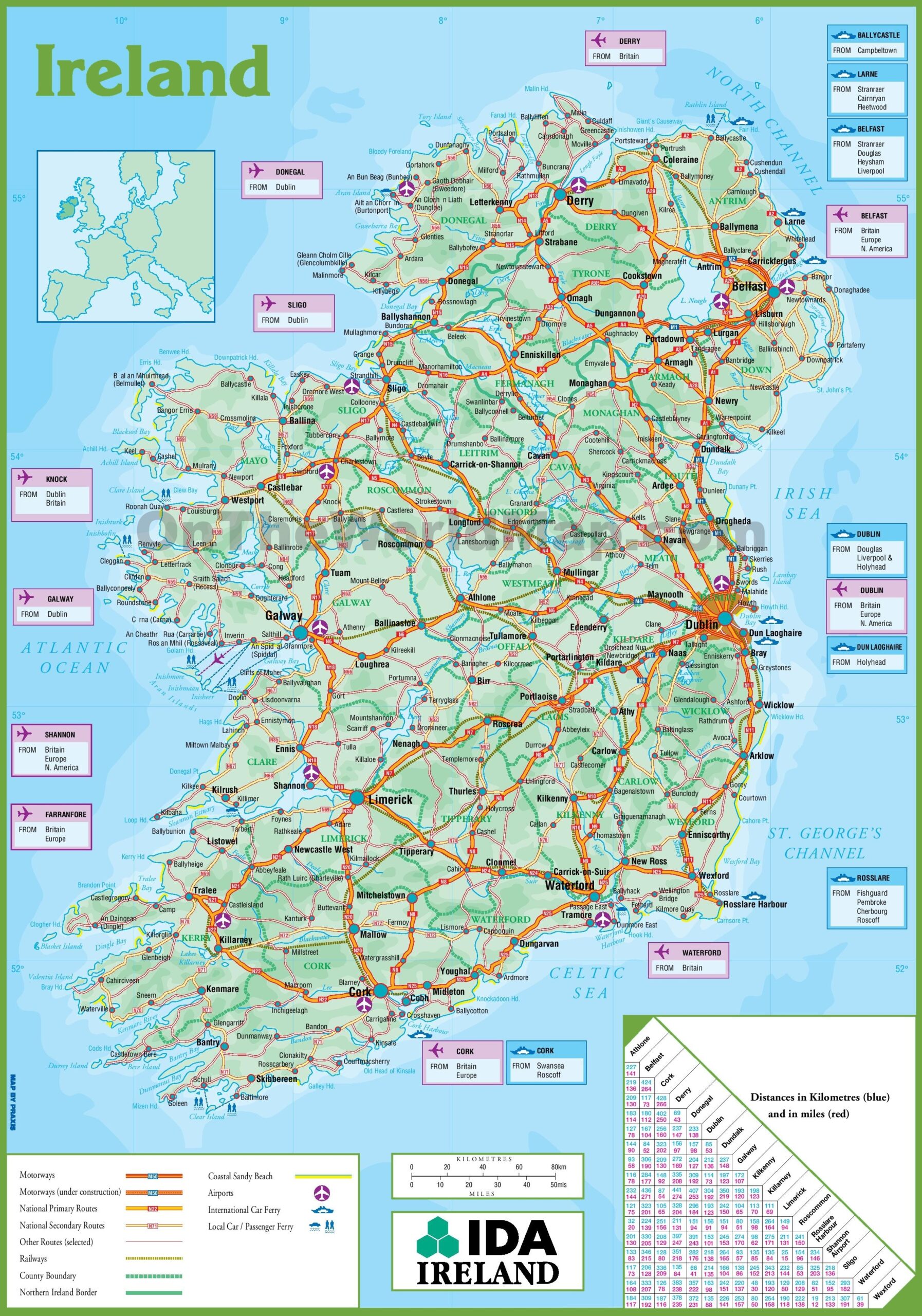 Ireland Road Map Ontheworldmap Worksheets Library