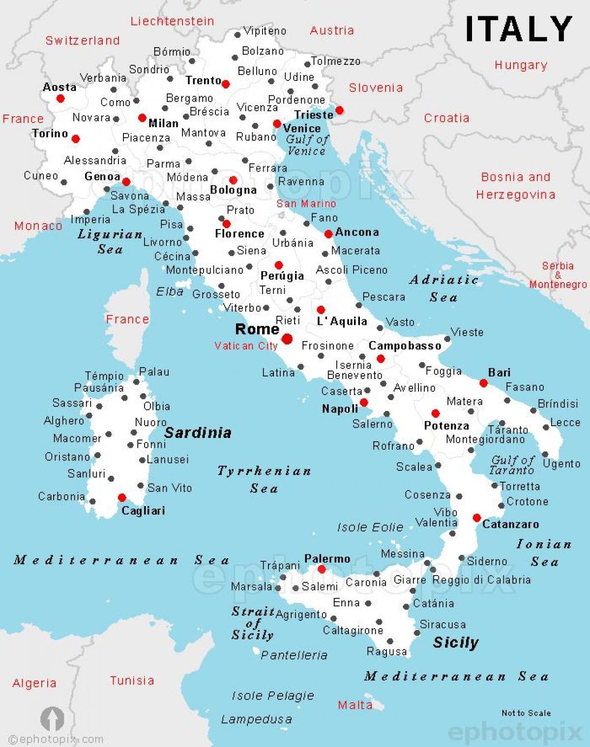 Printable Italy Map