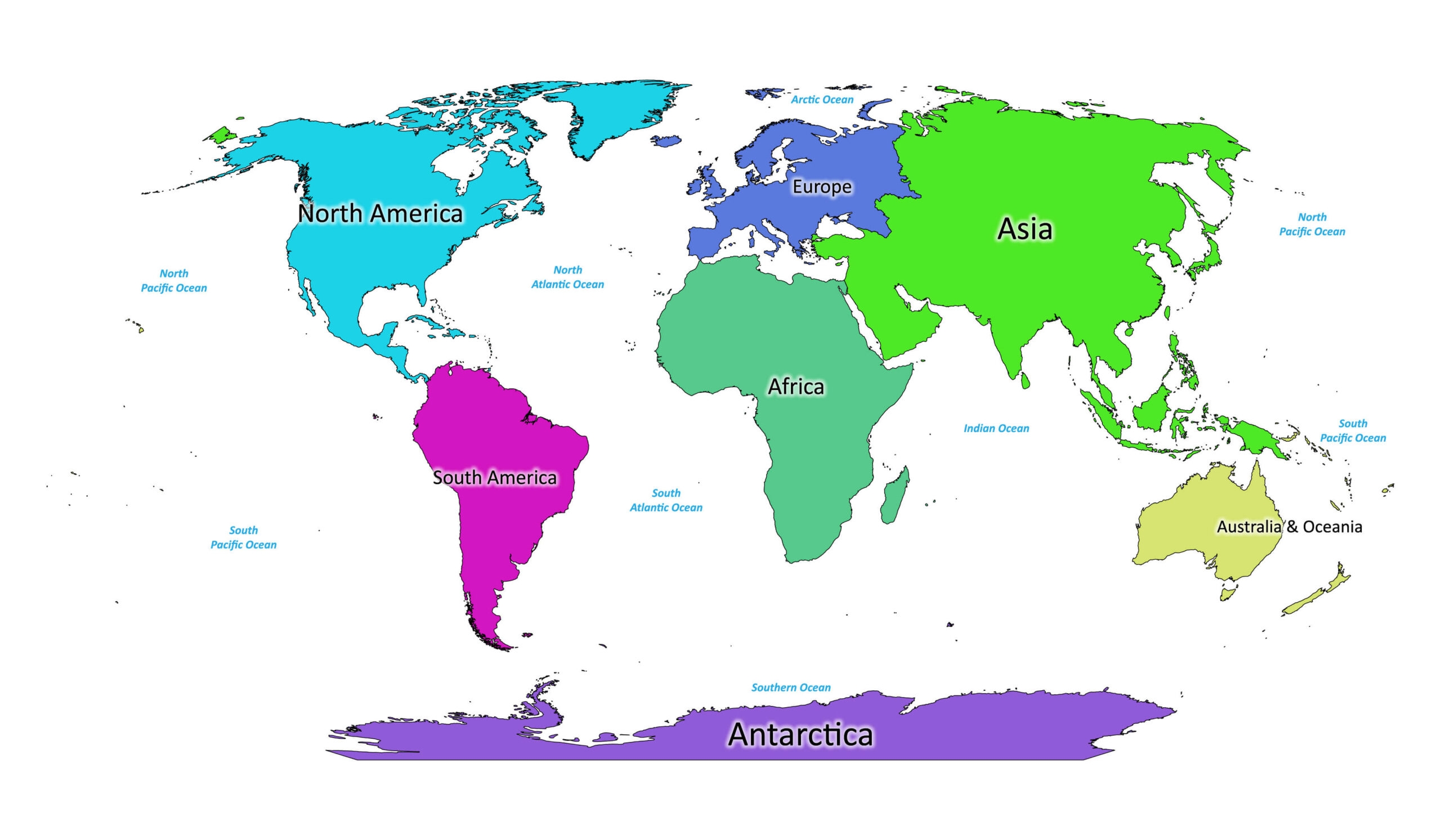 Labeled Printable World Map