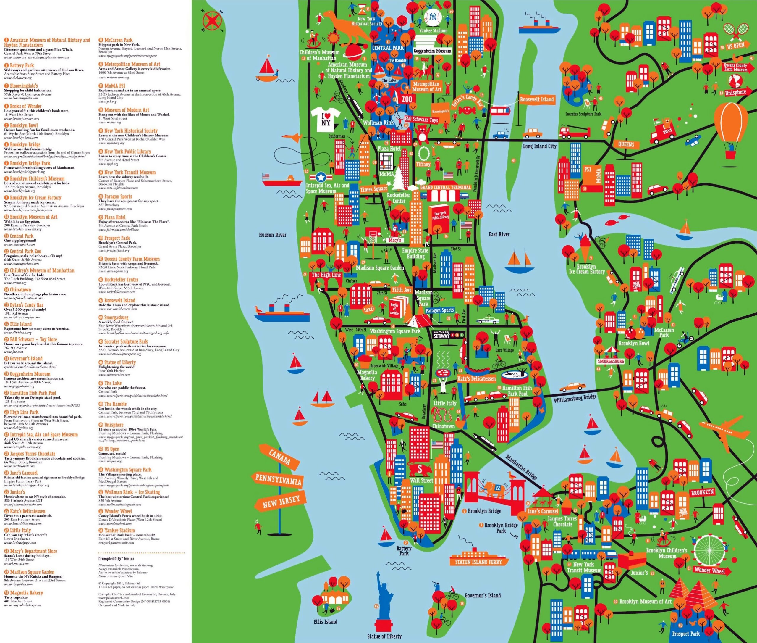 Large Detailed New York Tourist Attractions Map New York USA 