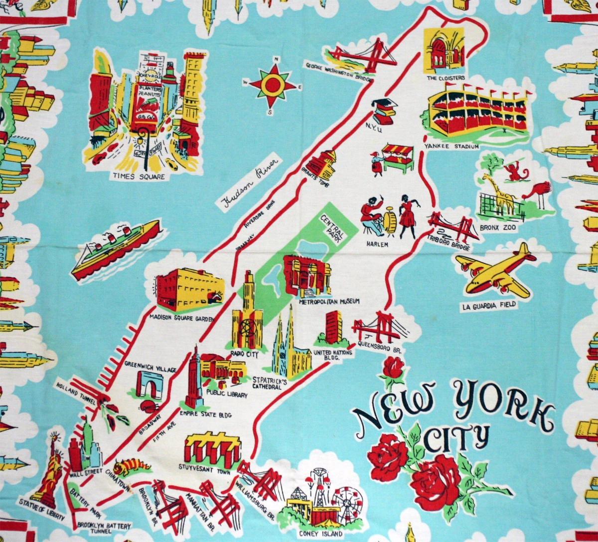 Large Illustrated Tourist Map Of New York City Vidiani Worksheets Library