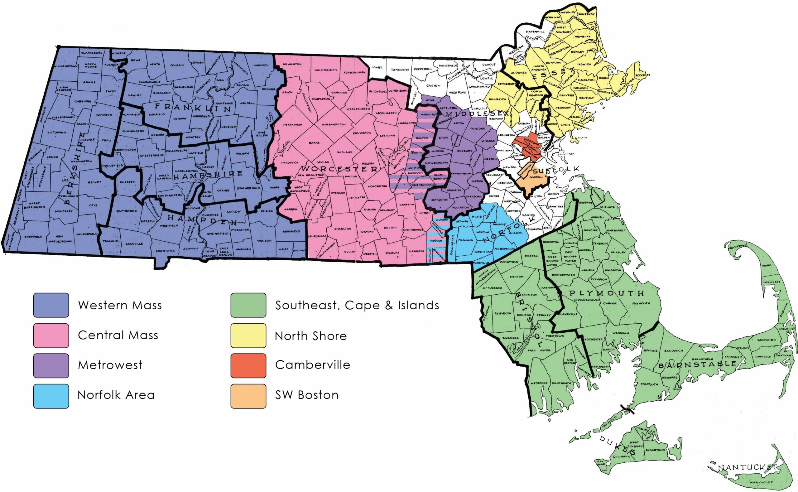 Printable Town Map Of Massachusetts