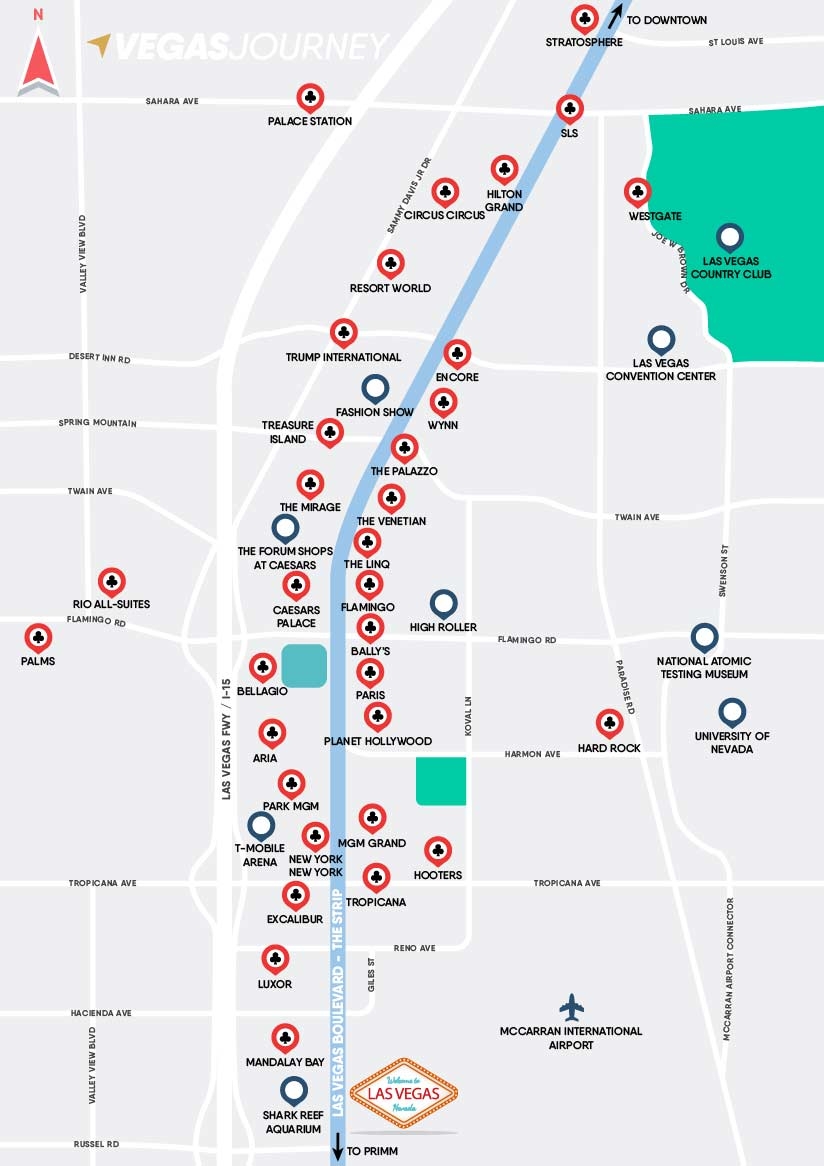 Las Vegas Strip Map Las Vegas Maps VegasJourney Worksheets Library