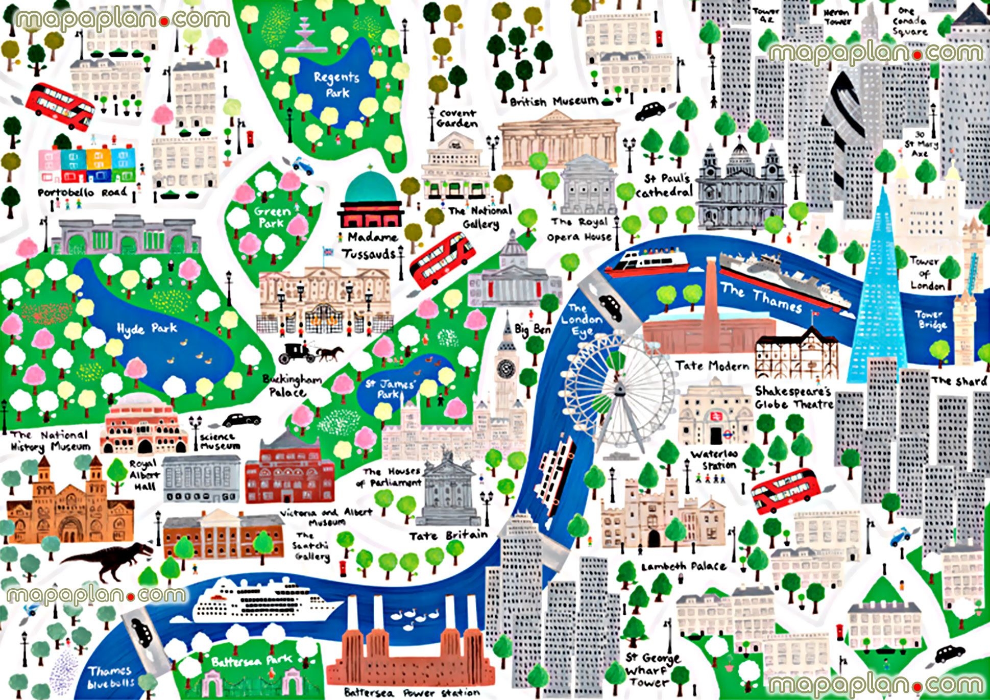 London Top Tourist Attractions Map Beautiful Colorful London 
