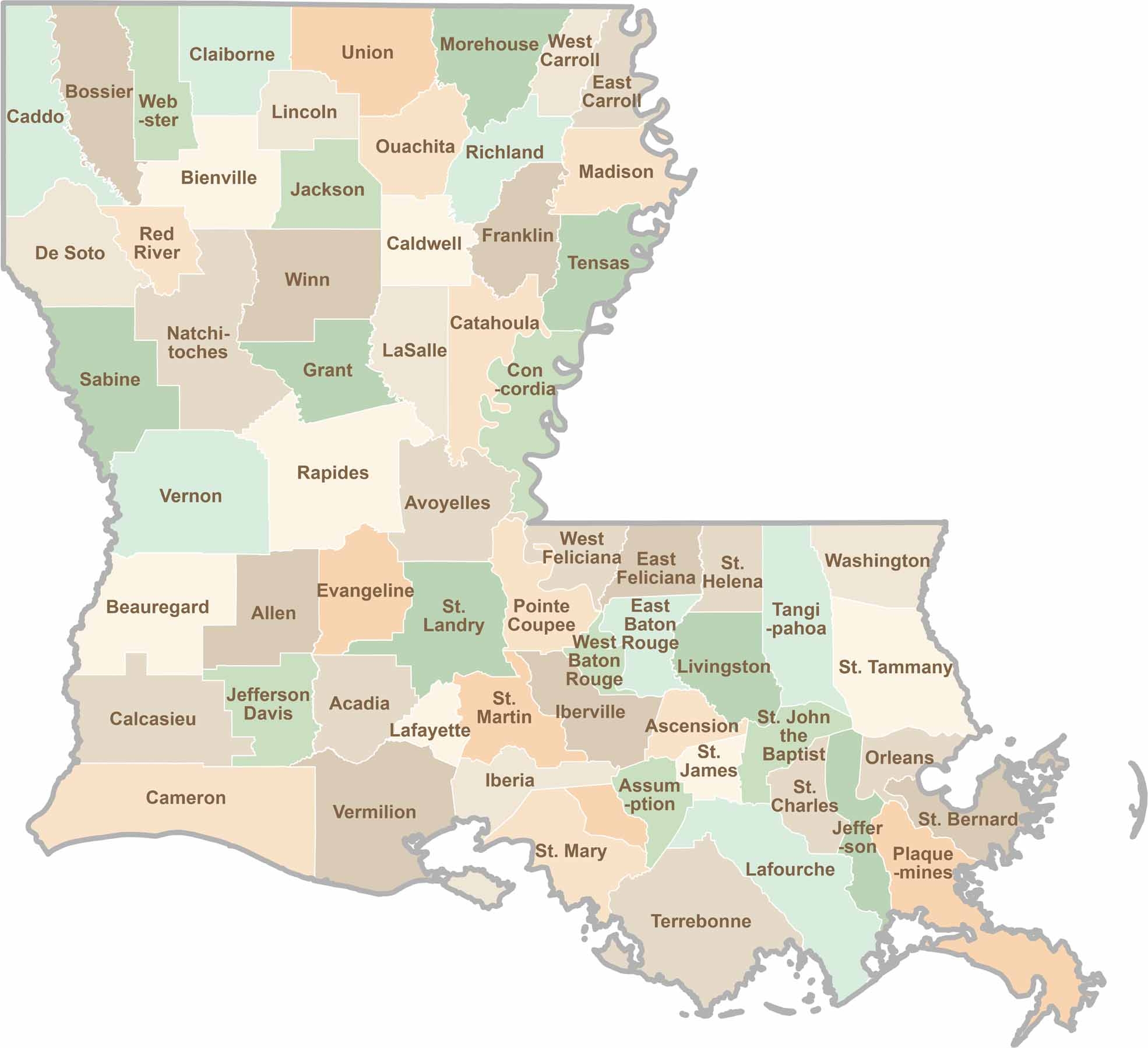 Louisiana Parish Map US County Maps