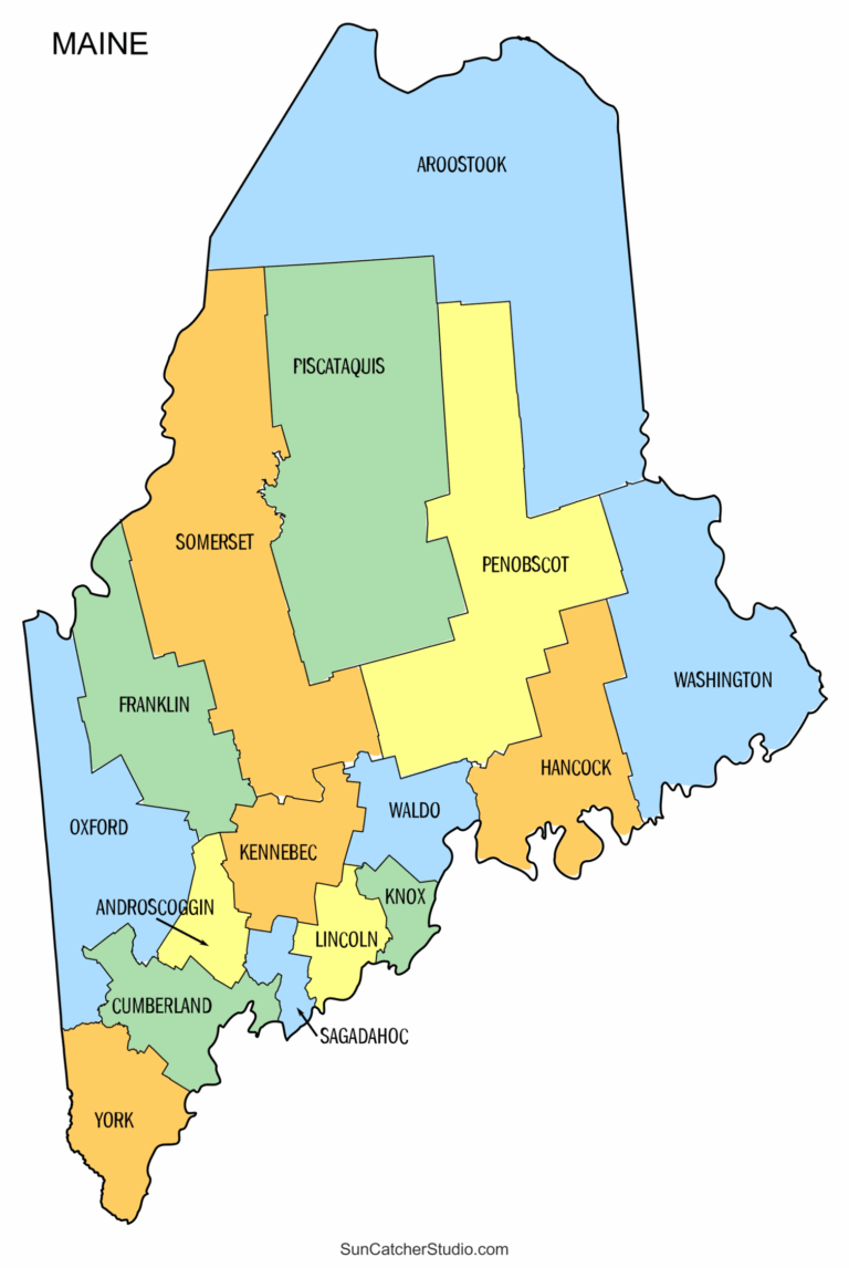 Maine County Map Printable State Map With County Lines Free 