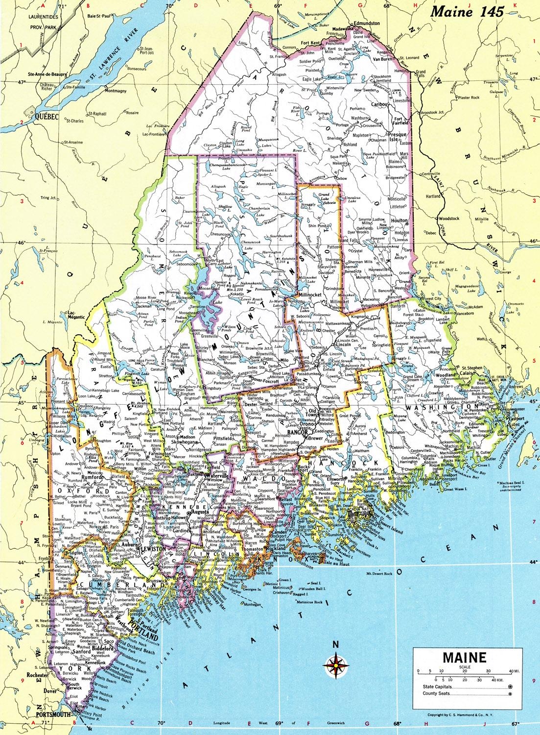 Maine Map Instant Download Printable Map Digital Download Wall Art Antique Map Map Of Maine Etsy