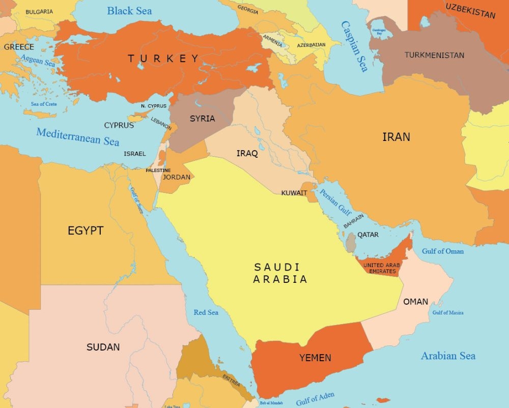 Middle East Map Printable
