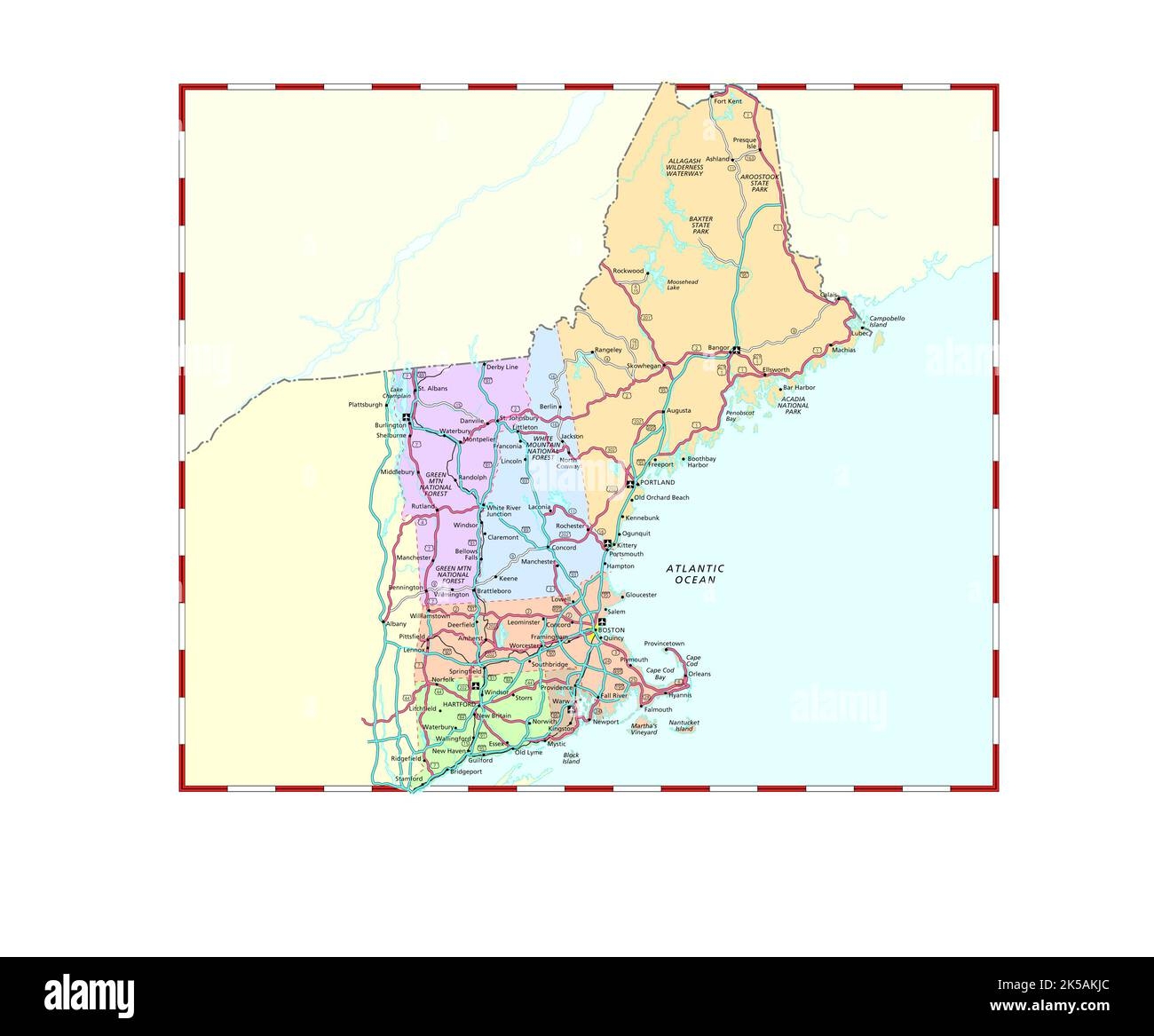 New England Printable Map
