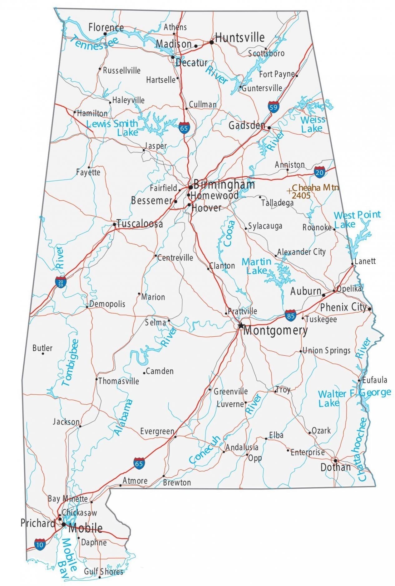 Map Of Alabama Cities And Roads GIS Geography Map Of Alabama Cities And Roads GIS Geography