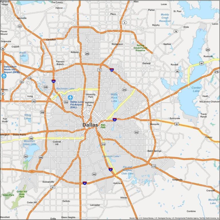 Map Of Dallas Texas GIS Geography