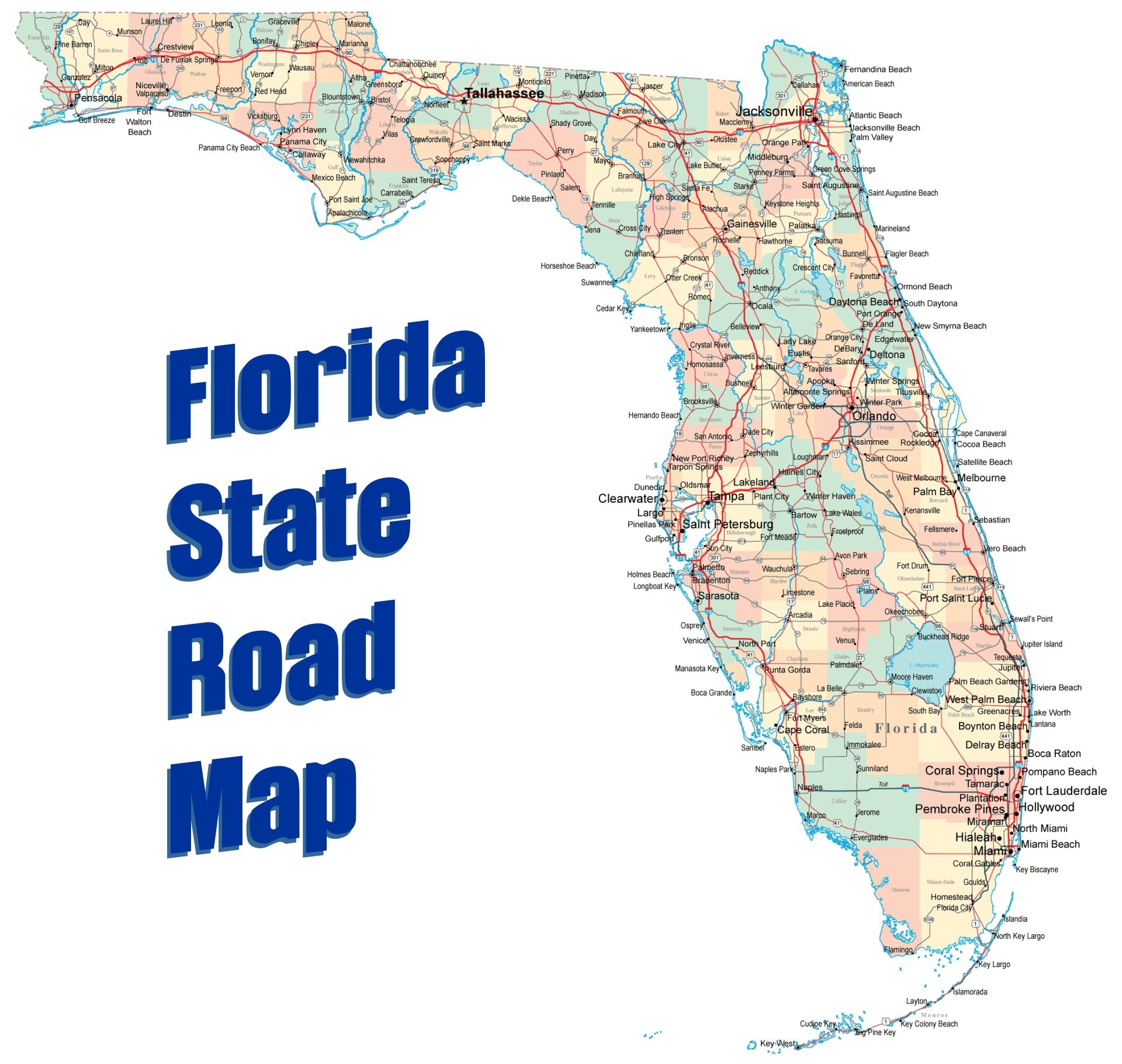 Map Of Florida Printable Free