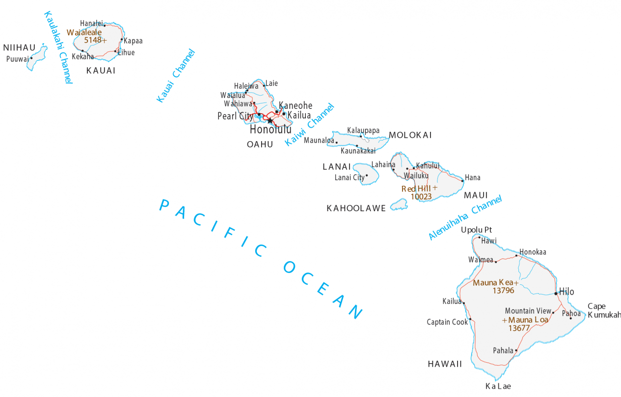 Hawaiian Islands Map Printable