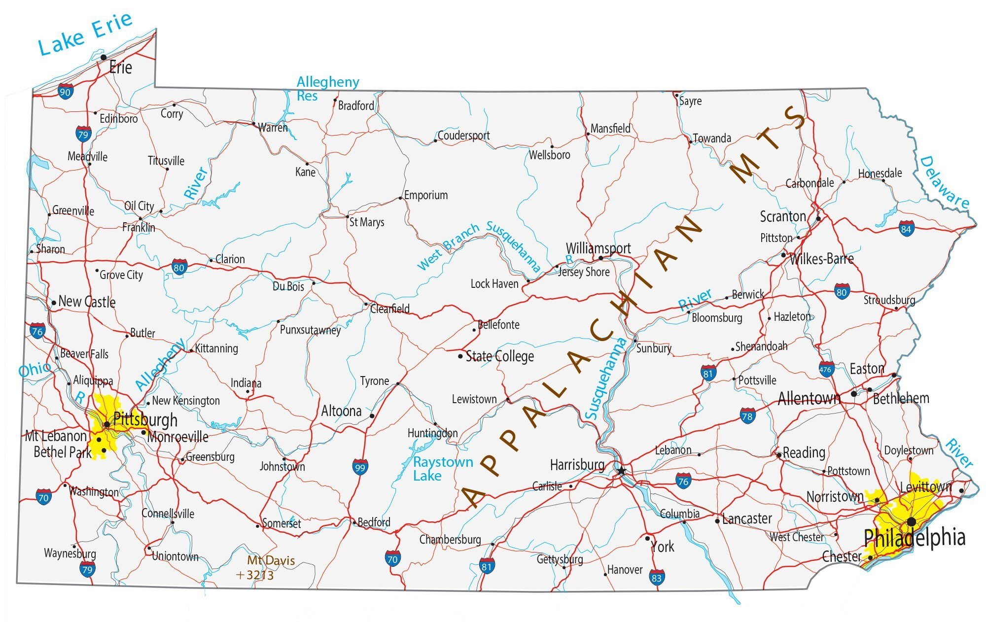 Map Of Pennsylvania Cities And Roads GIS Geography Map Of Pennsylvania Cities And Roads GIS Geography