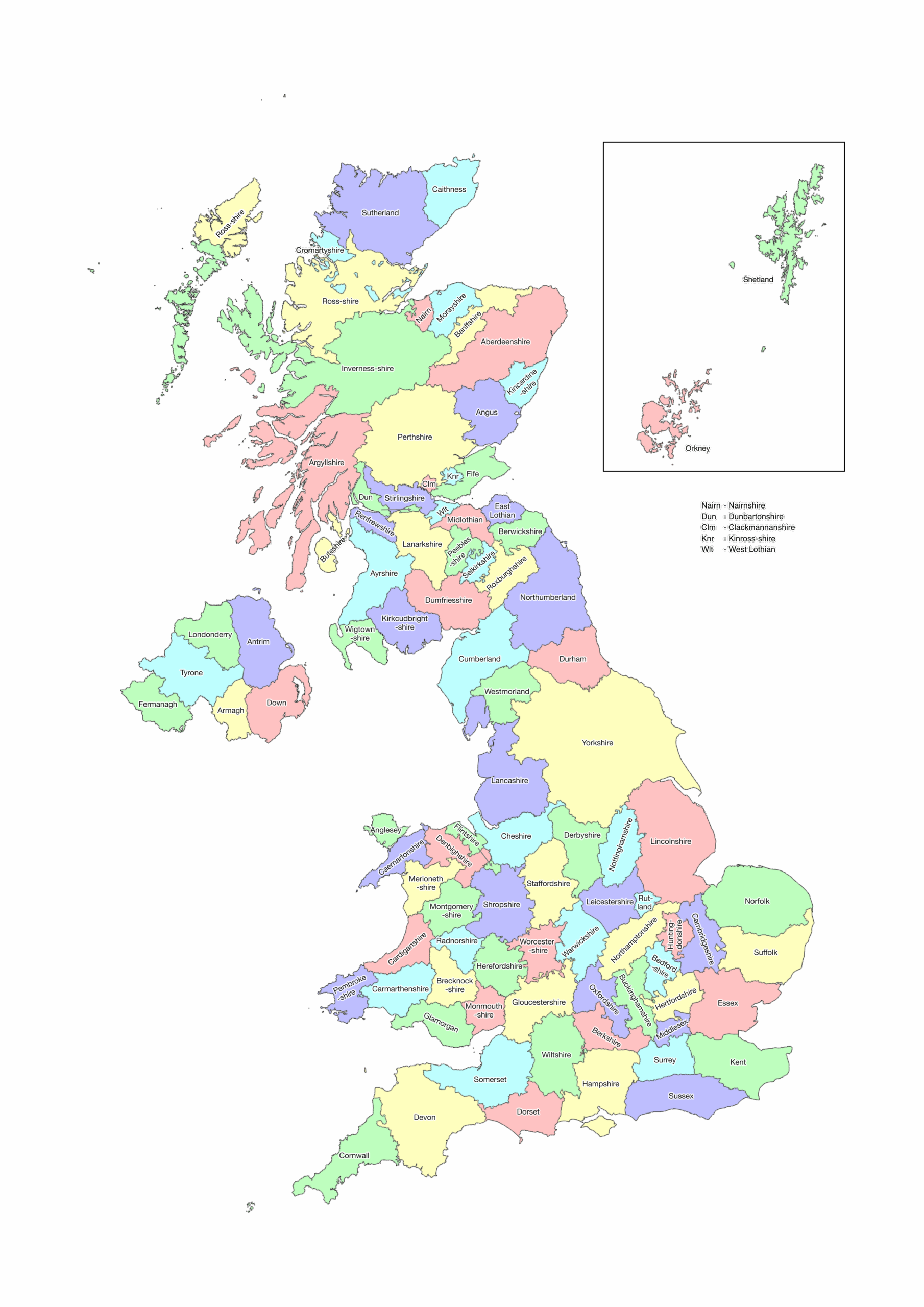 Map Of The Counties Association Of British Counties